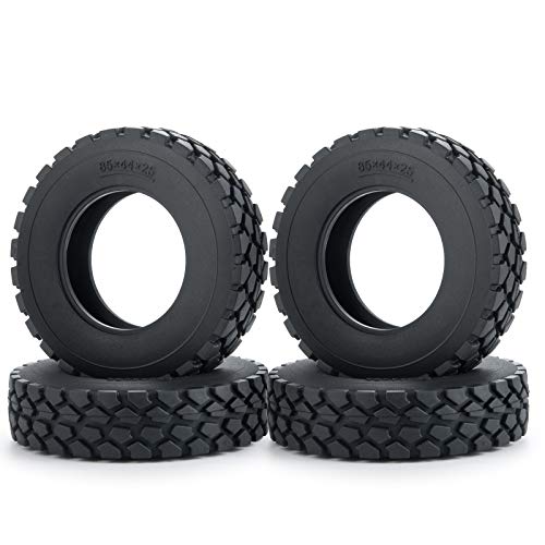 RC-Hub 4pcs RC Rubber Tires Wheels Tires for 1/14 Tamiya Tractor Trucks Trailer RC Car (25mm) - size: 25mm