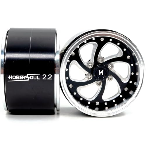2.2 Beadlock Wheels Wide 40mm Adjustable Offset Rims for 1/10 RC Mud Crawler SCX10 Capra TRX4 Gen8 Everest gen 7 Pro Upgrades, HS701600 - color: Silver & Black