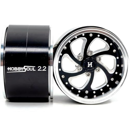 2.2 Beadlock Wheels Wide 40mm Adjustable Offset Rims for 1/10 RC Mud Crawler SCX10 Capra TRX4 Gen8 Everest gen 7 Pro Upgrades, HS701600 - color: Silver & Black
