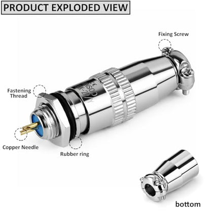 [Pack of 4] CLYXGS XS8 Push-Pull Aviation Connector, 2 Pin Self-Latching Circular Plug & Socket, Quick Release Ball Detent Locking, 8mm Mounting, 3A 250V Metal Industrial Wire Connector - style: XS8-2