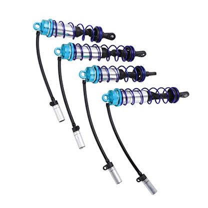 Adjustable RC Damper, Oil Adjustable with High Elasticity Spring Aluminum Alloy Shock Absorber 4PCS Set for 1/8 Scale RC Crawler Truck Truggy Enthusiasts Off-Road Racing and Crawling Scenarios - color: Blue