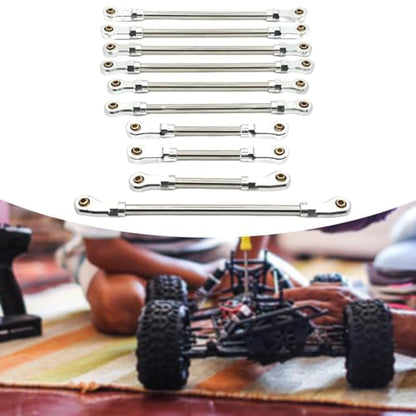 10 Pieces Steering Servo Link RC Car Pull Rod Metal Upgrade Linkage Model Parts Sturdy Construction Suitable for WLtoys 1/10 RC Truck, Argent - color: Argent