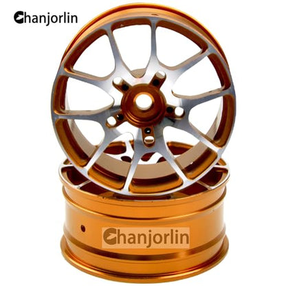 1/10 RC On Road Drift Wheels Rims Hex 12mm Metal Rally Racing Hubs for 1:10 Scale Touring Street Car Tires Tyres Tamiya TT01 TT02 HSP 2S 3S Brushless HPI KYOSHO XV02 XV01 4PCS (Glod) - color: Glod