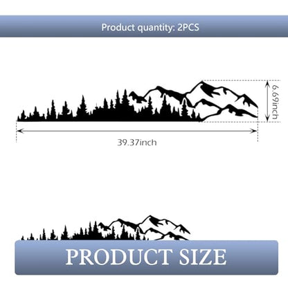 2PCS Car Mountain Tree Forest Decals, Waterproof & Fade-resistant Side Graphics, Stylish Personalized Stickers for Cars Bumper & Wall (39.4" x 6.7")