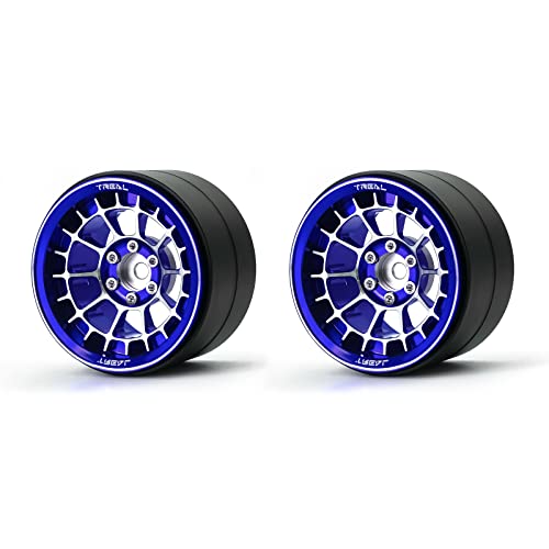 Treal Aluminium 2.2 Beadlock Wheels Rims(2) pcs Fit RC Crawler Mud Truck 2.2 Tires (Blue) - color: Blue