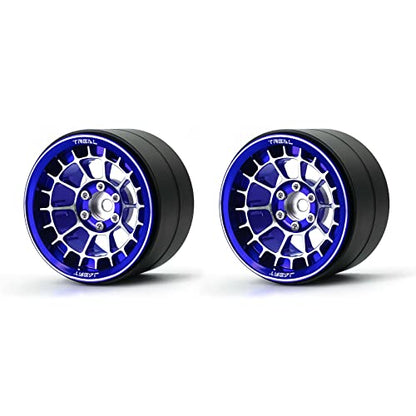 Treal Aluminium 2.2 Beadlock Wheels Rims(2) pcs Fit RC Crawler Mud Truck 2.2 Tires (Blue) - color: Blue