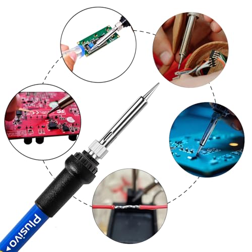 Soldering Iron Kit, 60W Adjustable Temperature 15-in-1, Solder Wire, 2 pcs Tips, Wire Cutter, Desoldering Pump, Tweezers, Fast Heating for Desoldering Electronics Repair Hobby DIY 120V US Plug