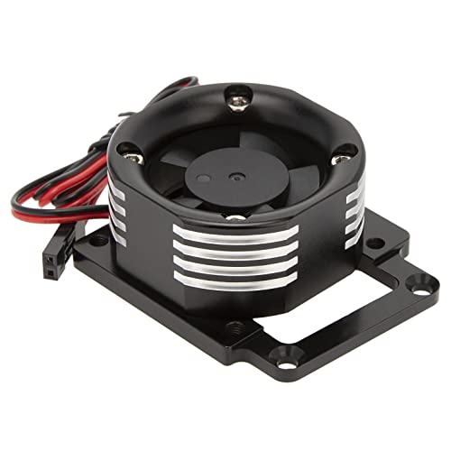 DKKY RC Motor Cooling Fan Heatsink 21000 RPM for Traxxas 1/8 4WD Sledge Motor with LED Light, Black - color: Black