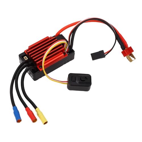 RC Brushless Sensor ESC Rain Proof Electronic Speed Controller with Adjustable Drag Brake and Acceleration Tuning for 1/10 RC Buggy Truck On Road Off Road