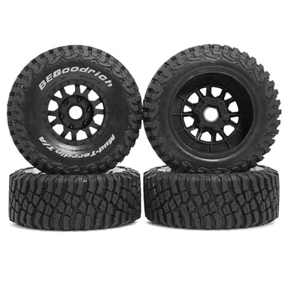 1/7 1/8 1/10 RC Short Course Truck Tires OD 4.96"And Wheels 12mm 14mm 17mm Hex For 1:10 1:8 1:7 Scale Off Road Truck Car ARRMA Mojave 4S 6S TRAXXAS Slash 2WD FS FSR Axial Losi Rc4wd (Black) - color: Black