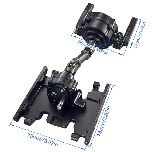 Front Planetary Gearbox Transfer Case Skid Plate Set with Short Drive Shaft for 1/10 RC Crawler SCX10 II Chassis (Black)
