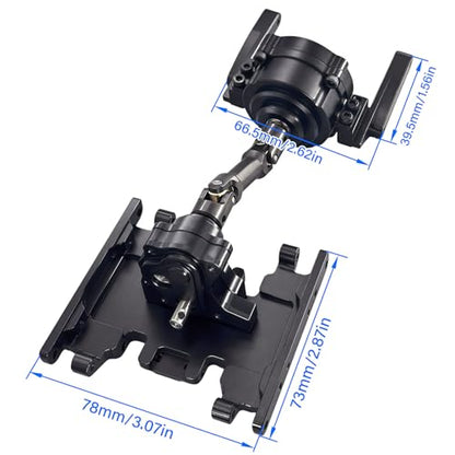 Front Planetary Gearbox Transfer Case Skid Plate Set with Short Drive Shaft for 1/10 RC Crawler SCX10 II Chassis (Black)