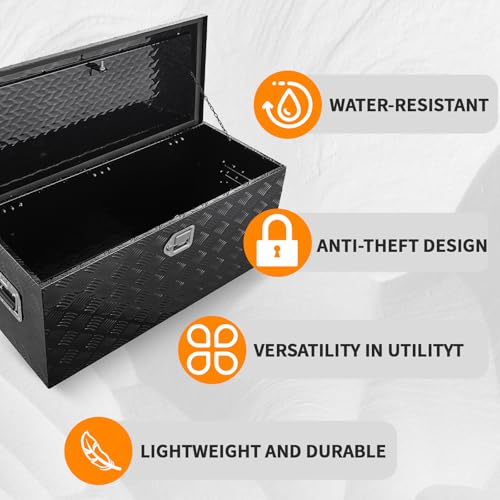 39 inch Truck Tool Box,Aluminum Truck Bed Tool Box w/Handled Lock and keys,Universal Fit for Pickup‌ Truck,Trailer,Vehicle,UTV,ATV-Black,39 X 15 X 14 inch - color: Black, size: 39 x 15 x 14 inch