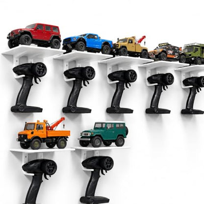 Wall Mount with Transmitter Hook Display for 1/18 1/24 Scale RC Crawler Truck （NO Truck Included）- black-2pcs - color: Black-2pcs