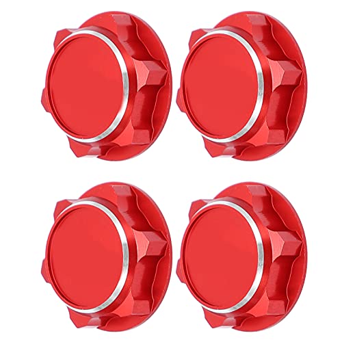 17mm Hex Wheel Nuts, 4pcs Aluminum Alloy 17mm Self Lock Hex Wheel Nuts Adapter Dustproof Caps for 1/8 RC Car Track Wheel Rims (Red) - color: Red