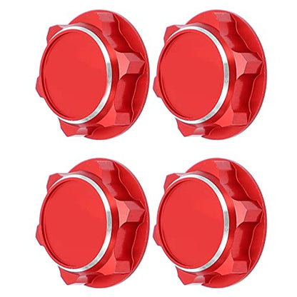 17mm Hex Wheel Nuts, 4pcs Aluminum Alloy 17mm Self Lock Hex Wheel Nuts Adapter Dustproof Caps for 1/8 RC Car Track Wheel Rims (Red) - color: Red