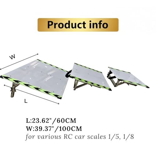 RC Car Jump Ramp Folding Aluminum Frame Nylon Panel, RC Car Ramps for Jumping 1/5 1/8 Scale, Portable RC Ramp for Cars Trucks and Monster RC (39.37×23.62 inch) - size: 100*60cm
