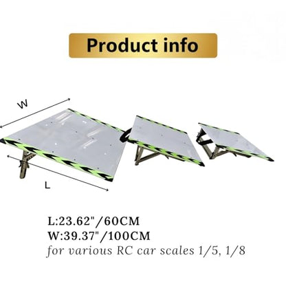 RC Car Jump Ramp Folding Aluminum Frame Nylon Panel, RC Car Ramps for Jumping 1/5 1/8 Scale, Portable RC Ramp for Cars Trucks and Monster RC (39.37×23.62 inch) - size: 100*60cm