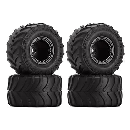 INJORA 70 * 38mm Monster Truck Wheel Tires for 1/18 1/24 RC Crawler (Black) - color: Black