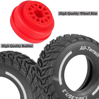 RC Wheels for 1/14 Mini Mojave GROM RC Car,RC Tires Beadlock Wheels Hub Rim Tires Wheels and Plastic Wheel hub Red(4PCS) - color: Red/for Mini Mojave Grom