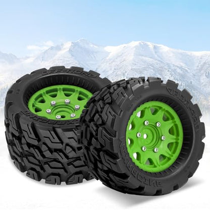 OGRC Wheels and Tires 12mm/14mm Hex RC Truck Tires with Foam Inserts for 1/10 Scale Arrma Granite Axial Losi Redcat Rc4wd RC Monster Truck Buggy (Green) - color: Green