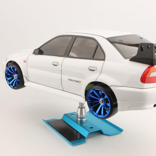 4 Pieces OD 2.45" Hard Plastic Drift RC Tire 12mm Hex On Road Touring Racing Bald Wheels Compatible with 1/10 Scale HSP Tamiya Kyosho Traxxas Sakura WLtoys RC Trucks (Blue) - color: Blue