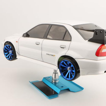 4 Pieces OD 2.45" Hard Plastic Drift RC Tire 12mm Hex On Road Touring Racing Bald Wheels Compatible with 1/10 Scale HSP Tamiya Kyosho Traxxas Sakura WLtoys RC Trucks (Blue) - color: Blue