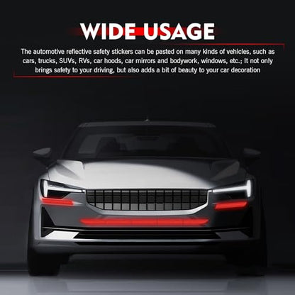WZP 7PCS Car Reflective Stickers, Night Visibility Reflective Bumper Stickers, Warning Decal, Waterproof Self Adhesive Cars Boot Tailgate Trim Tape for Car Trunk (Red)