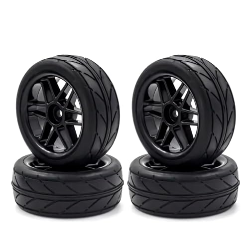 RC Car Parts Compatible with HSP for Tamiya for TT01 for TT02 Drift for Rally Car 4pcs Hard Plastic 1/10 On-Road Solid Wheels and Tires 12mm Hex