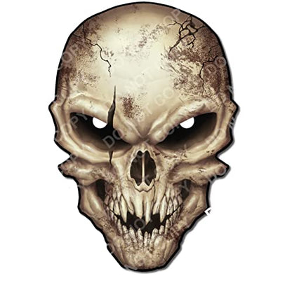 Skull Decal with Reflective Eyes Bone Cracked Vinyl Decal Stickers Car Truck Sniper Marines Army Navy Military Graphic - color: Bone, size: 6.5 Inch