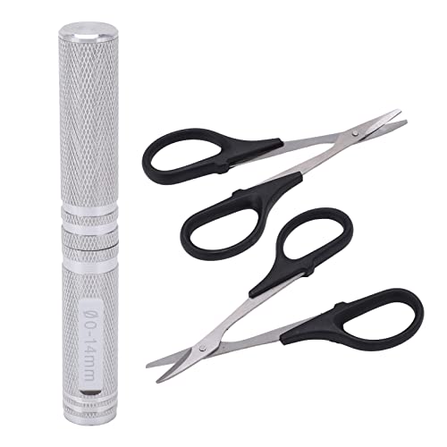 RC Curved Scissors and Hole Puncher Kit, Aluminum Alloy Body Reamer for RC Car Drone Shell Trimming, 014mm Adjustable Cutter with Ergonomic Grip (Silver) - color: Silver