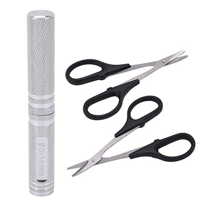 RC Curved Scissors and Hole Puncher Kit, Aluminum Alloy Body Reamer for RC Car Drone Shell Trimming, 014mm Adjustable Cutter with Ergonomic Grip (Silver) - color: Silver