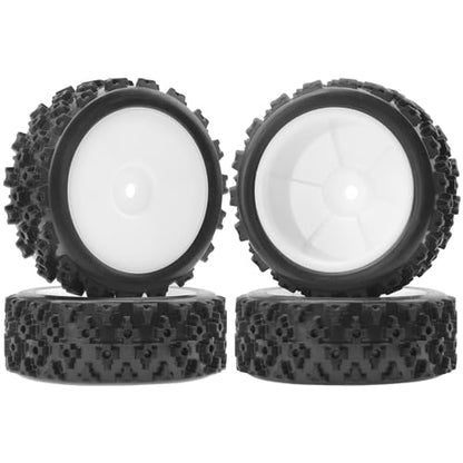 ShareGoo 72mm RC 1/10 On Road Rubber Tires & Wheel Rims 12mm Hex Compatible with Tamiya TT01 Kyosho Fazer Mk2 Traxxas 4Tec 2.0 HSP HPI 1/10 RC On Road Racing & Touring Car (White) - color: White