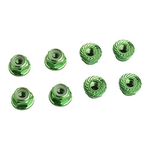 8PCS Flange M4 Lock Nuts Serrated Nylon Self-Tightening Aluminum M4 Wheel Hardware for Axial HPI TLR ECX Model RC Car Vehicles Upgraded Replacement Parts (Green) - color: Green