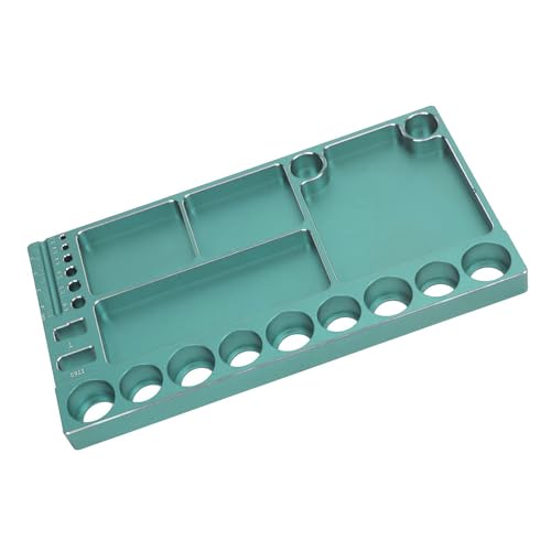 RiToEasysports RC Screwdriver Tool Storage Rack Magnetic Screw Tray Aluminum Alloy with 4pcs Magnetic Pads for RC Cars Airplanes Helicopters Repair (Green) - color: Green