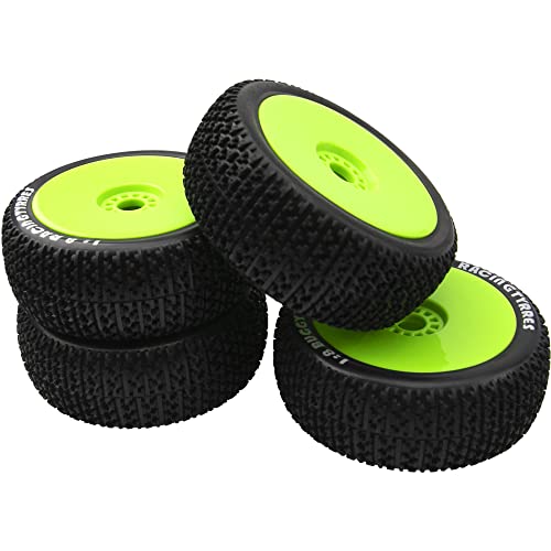 12mm to 17mm Metal Wheel Hex Adapter Converter & OD 4.52" 1/8 RC Buggy Rubber Tires Tyre w/Plastic Rim 17mm Hex