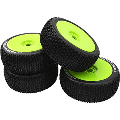 12mm to 17mm Metal Wheel Hex Adapter Converter & OD 4.52" 1/8 RC Buggy Rubber Tires Tyre w/Plastic Rim 17mm Hex