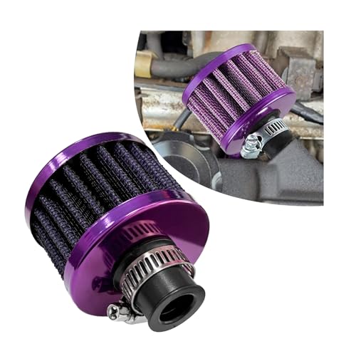 12mm Mini Air Filter, Universal Motor Cold Air Intake Filter Breather, Auto Turbo Vent Intake Filter Cleaner, Crankcase Breather Car Accessories for Motorcycle Engine Parts (Purple) - color: Purple