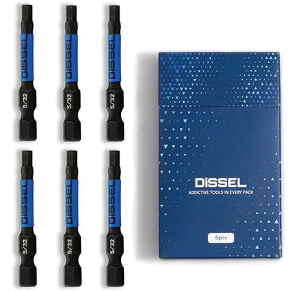 5/32 Hex Bit Set - SAE Magnetic 5/32 Allen Wrench, Durable S2 Steel Hex Driver for Bike, Furniture & RC Repairs (6pc). Impact Grade Allen Bits Designed for Precision and Durability. - size: 5/32", style: SAE
