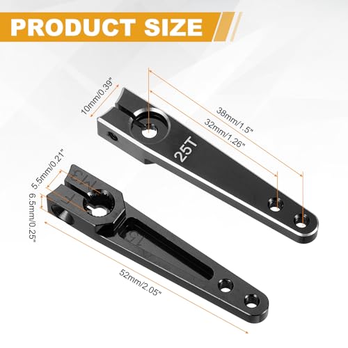 MECCANIXITY Aluminum Alloy 1.5 inch 25T Steering Servo Arm Horn Black for Car/Boat/Airplane Boat Accessories Pack of 3 - color: Black