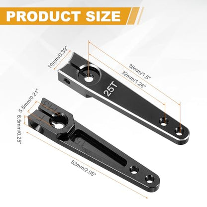 MECCANIXITY Aluminum Alloy 1.5 inch 25T Steering Servo Arm Horn Black for Car/Boat/Airplane Boat Accessories Pack of 3 - color: Black