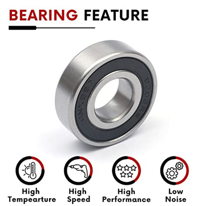 10 PCS 6203-2RS Double Rubber Sealed Deep Groove Ball Bearings 17x40x12mm, Deep Groove Ball Bearing ABCE-3 Pre-Lubricated, Chromium Bearing Steel (6203-2RS, 10) - size: 6203-2RS