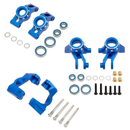 MEUS Racing Aluminum Steering Knuckles C-Hub Stub Axle Carrier Kit for Traxxas 1/16 Mini Maxx Upgrade Parts #10736,10752(Blue) - color: Blue