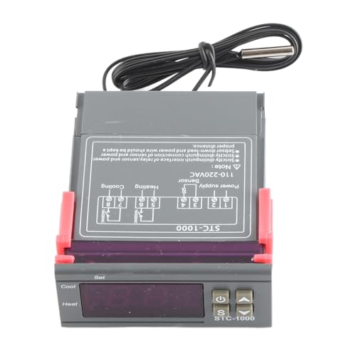 Digital Temperature Controller, STC 1000 Cooling and Heating Thermostat with Sensor, for Temperature Measurement and Control (AC110~220V) - style: AC110~220V