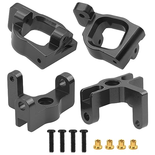 ShareGoo Aluminum Front Rear Swing Arm & Steering Knuckle Kit & Shock Absorbers Compatible with WLtoys 144010 144001 144002 1/14 RC Car (Black) - color: Black