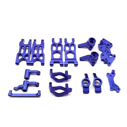 15Pc/Set Compatible with HAIBOXING 1/18 RC Car Parts, Metal Upgrade Parts Suspension Arm Steering Knuckle Wheel Hub Shock Tower for HBX 18859 18858 18857 18856 RC Cars Accessories (Blue) - color: Blue