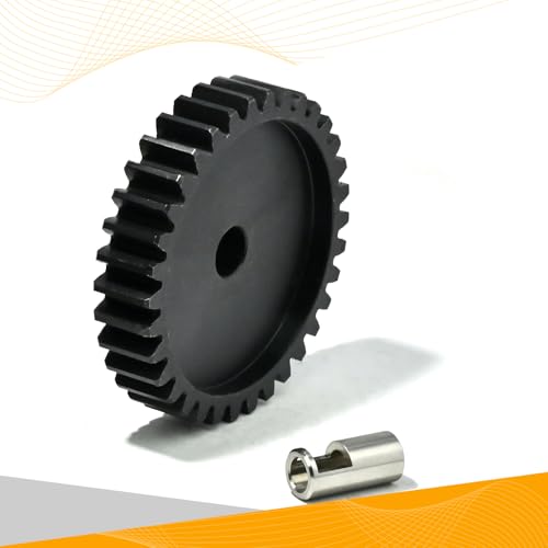 M1.5 34T Pinion Gear 8mm Bore with 8mm to 5mm Shaft Adapter Sleeve, Chromium Steel Motor Gear with Set Screw & Hex Key for Traxxas ARRMA Losi 1/5 1/8 RC Cars - size: 34T