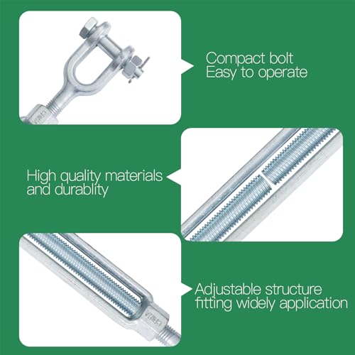 3/4" x 12" Jaw Jaw Turnbuckle Galvanized Jaw and Jaw Turnbuckle, Jaw Jaw Closed Body Marine Turnbuckle Jaw, 8000lbs Working Load Limit, Durable for Wire Rope Cable - style: Jaw & Jaw-3/4 x 12