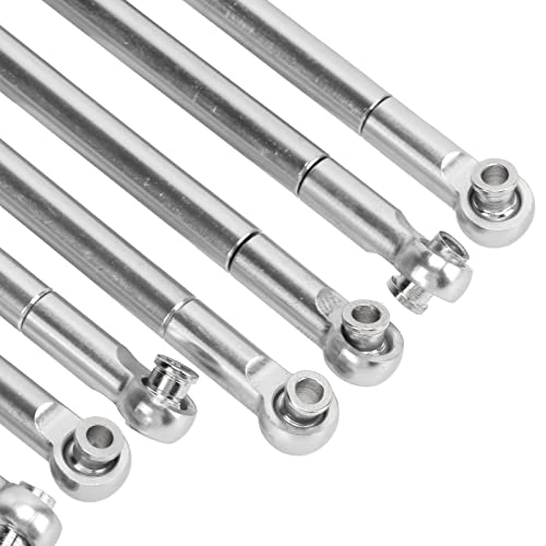 Dilwe RC Tie Rod, 8PCS Metal Full Car Tie Rod Tie Lever Link Pull Rod for MN86 Series Model Upgrade RC Car, RC Aluminum Linkages Steering Servo Rod RC Car Parts RC Accessories(Silver)