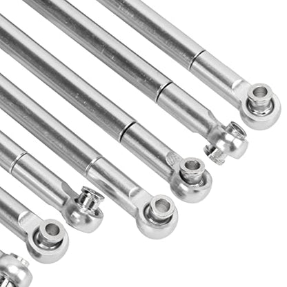 Dilwe RC Tie Rod, 8PCS Metal Full Car Tie Rod Tie Lever Link Pull Rod for MN86 Series Model Upgrade RC Car, RC Aluminum Linkages Steering Servo Rod RC Car Parts RC Accessories(Silver)
